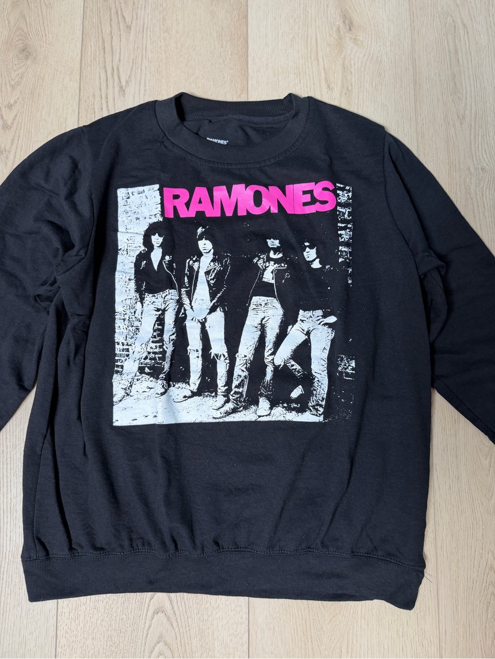 Ramones Logo Black Sweatshirt with Pink Graphic